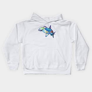 Colorful Hammerhead Shark by Robert Phelps Kids Hoodie